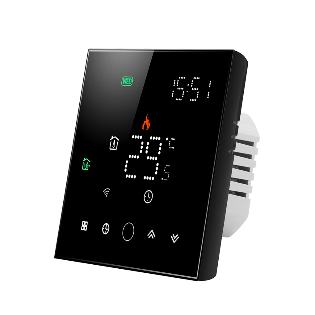 95-240V Wifi Room Digital Thermostat LCD Display Programmable Touch Button Temperature Controller, Black/white