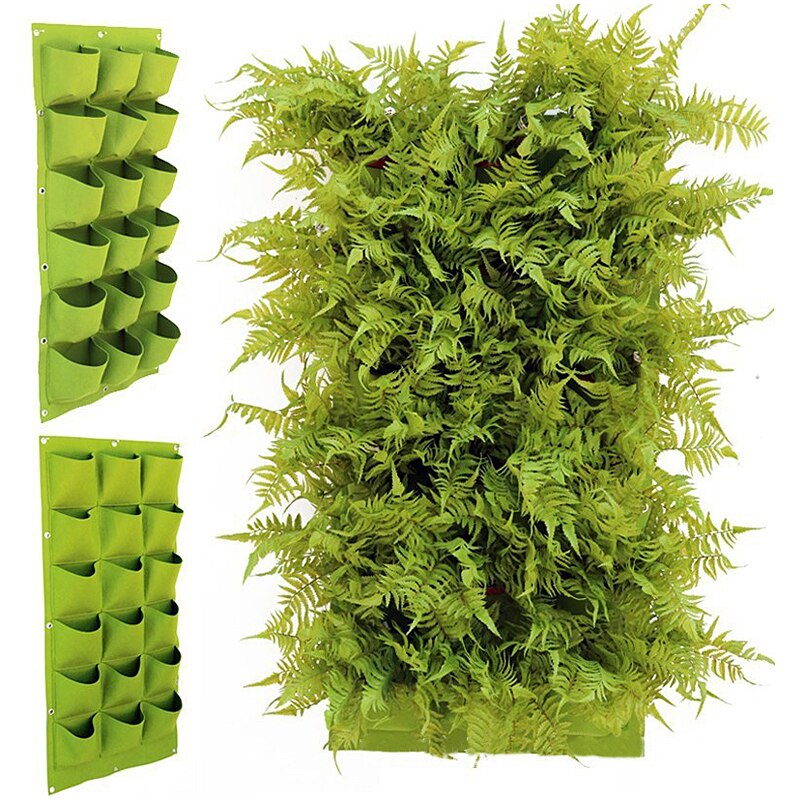Wanddecoratie bonsai zakken met 81 zakken, groene kweekzakken, plantenbak, verticale tuin, vaas, muurplant, bloempot, winkellogo, decoratie