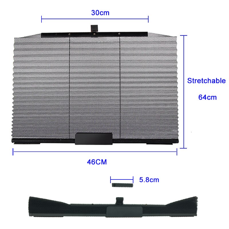 64*46CM Car Truck Auto Retractable Side Window Curtains Retractable UVProtection Cover Sun Shield Black For Vehicle Side Windows