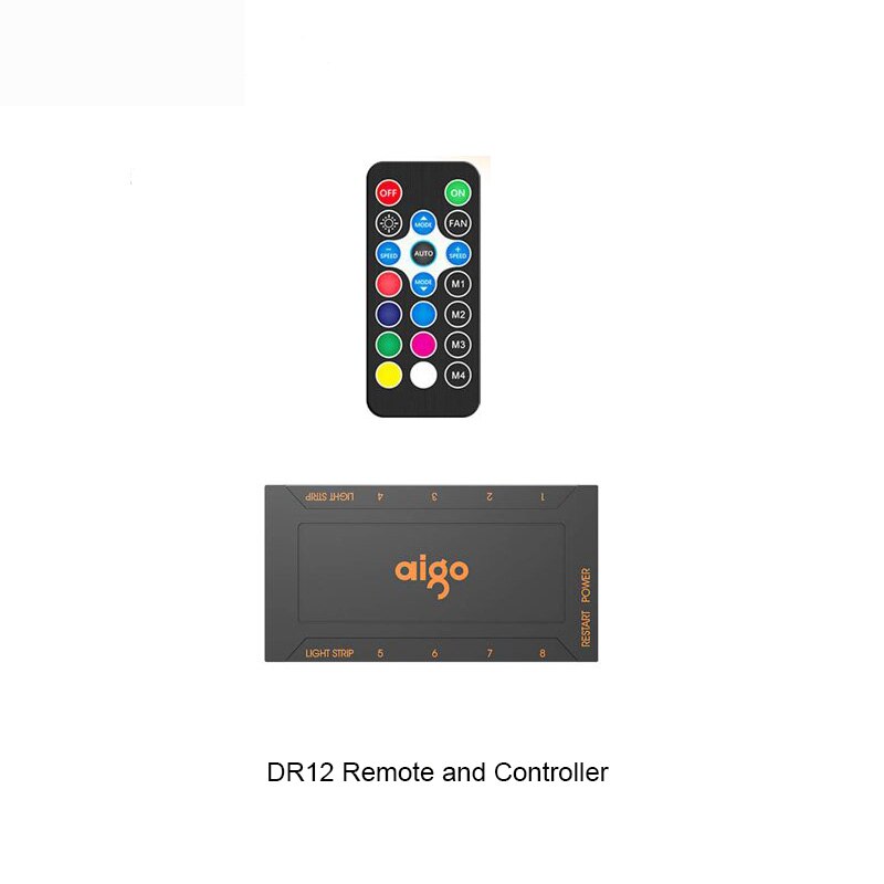 Aigo DR12 RGB Fan 120mm IR Remote Adjust Color Quiet PC Case Sets Cooling Fan CPU Cooler Gaming Case Controller Max 8fans