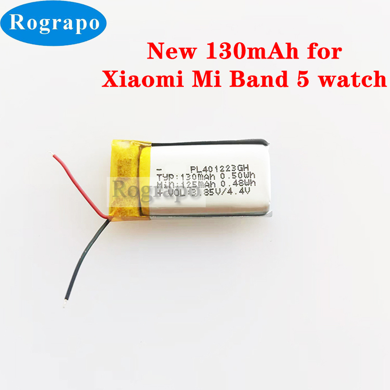 1-10pcs nova bateria de substituição de polímero de lítio 3.85V completa 130mAh para Xiaomi Mi Band 5 Band5 Watch 2 fios