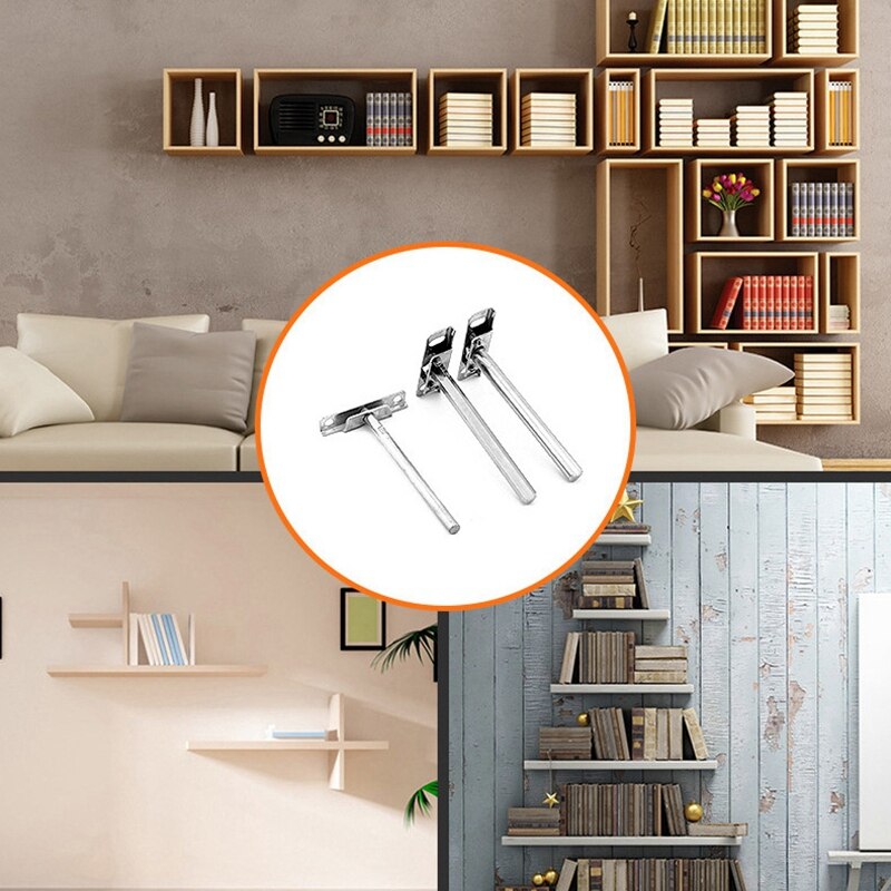 8PCS 4 Inch Stainless Steel Floating Shelf Brackets Low Profile Shelves Concealable Mount Blind Shelf Support Brackets