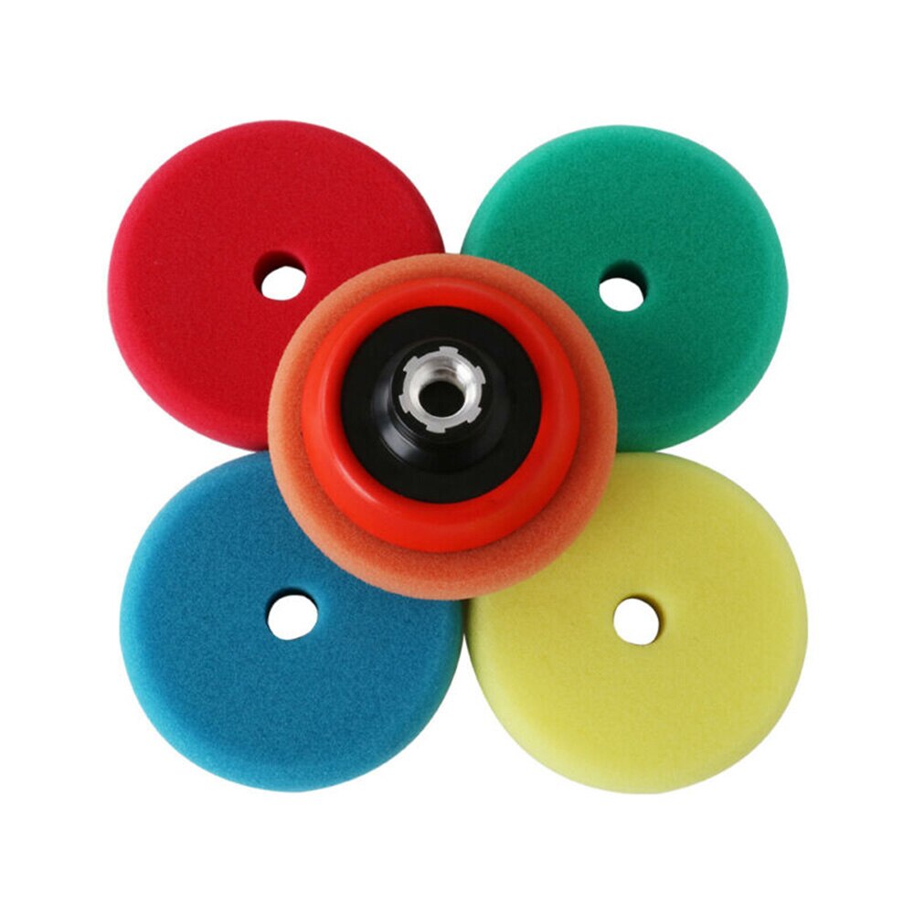 6 Pcs 3-Inch Polishing Buffing Pad Set For Car Paint Sponge Kit Waxing Furniture Green/Yellow/Orange/Blue/Red