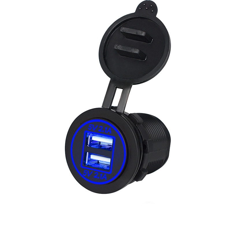 USB connector 12 V naar 5 V 12-24 V USB charger motorcycle dual USB Charger Power Adapter outlet Power met LED