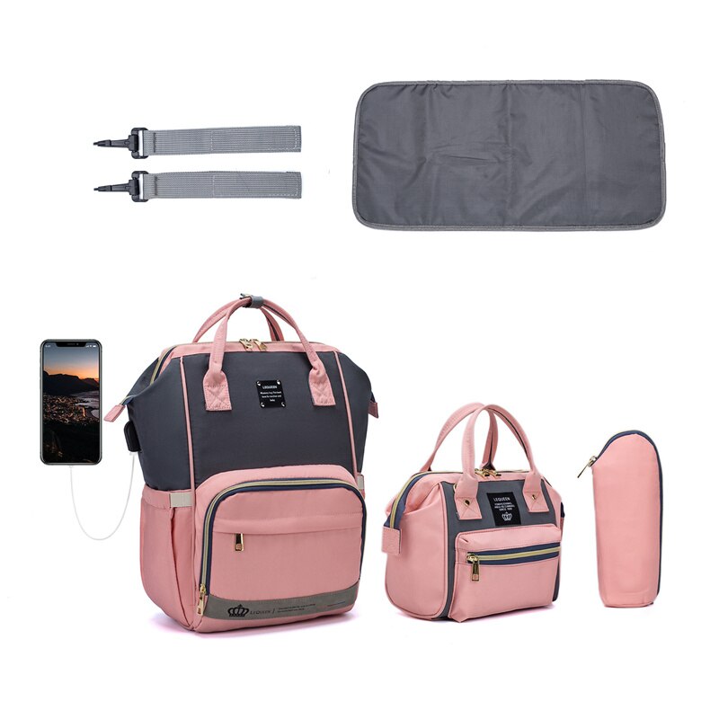 LEQUEEN – sac à dos à langer pour 3 personnes, sacoche de maternité, de voyage, multifonction, grande taille,