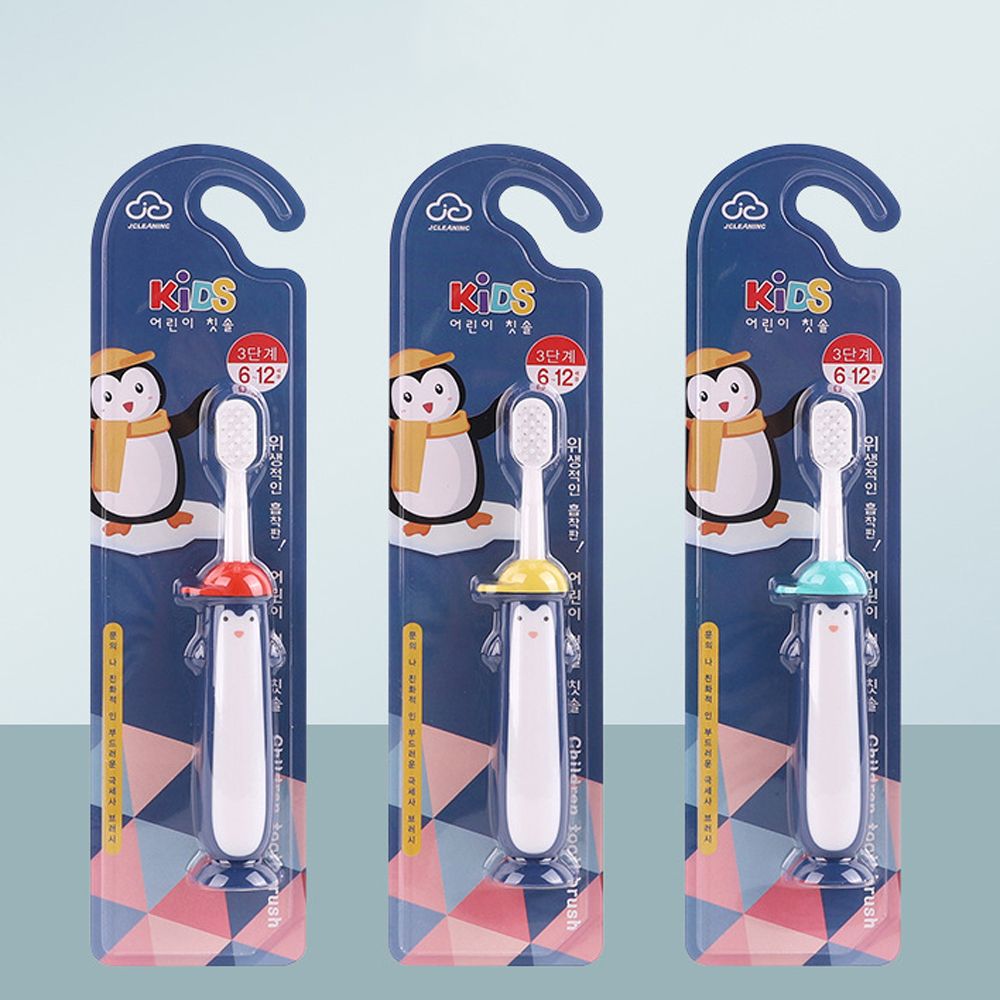 6-12 anni spazzolino rimovibile cartone animato pinguino capelli morbidi bambini spazzolino per bambini ventosa spazzolino inferiore