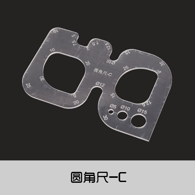 Positioning Ruler Manual DIY Leather Tool Acrylic Mold Belt Sword Tail Square Tail Rounded Foot Belt: Rounded ruler-C