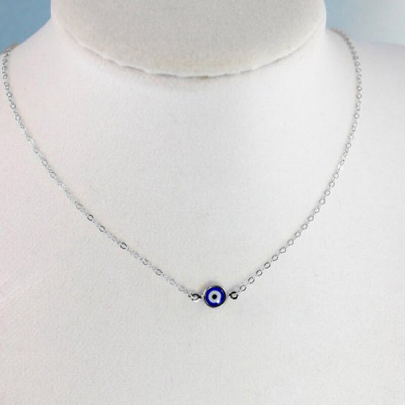 Eenvoudige Evil Eye Dunne Hanger Vrouwen Sieraden Ketting Turkse Lucky Goud Kleur Choker Ketting Vrouwelijke Dagelijkse Minimalistische: silver necklace