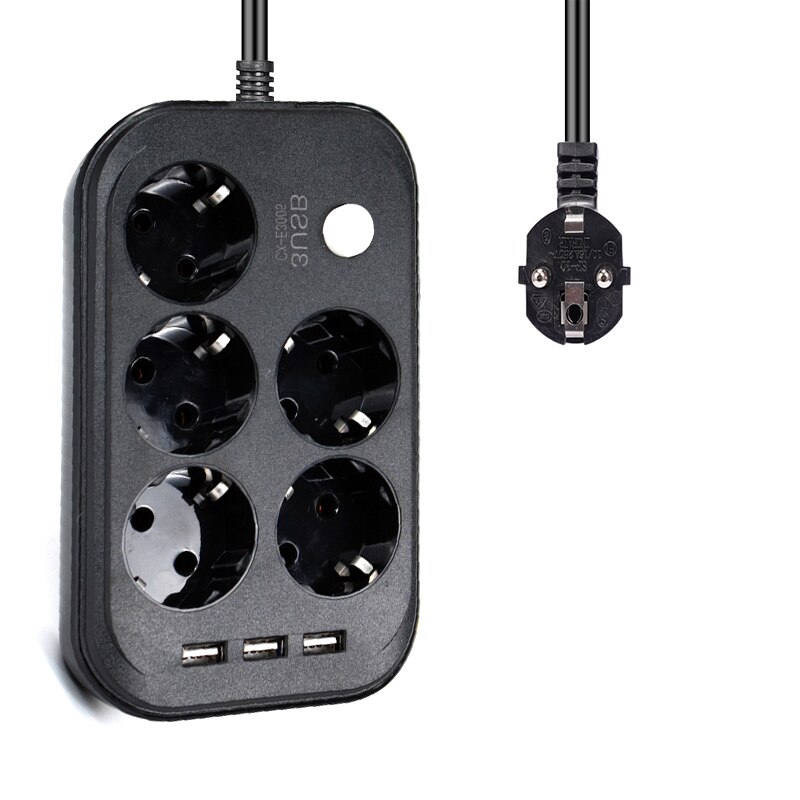 2 Round Pin EU Power Strip With 3 USB Portable Extension Socket European RUS Spain Plug 1.8m Cable Power Strip Travel Adapter