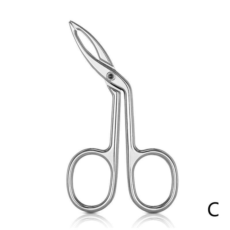 Rvs Professionele Elleboog Wenkbrauw Tang Clip Schaar Pincet Straight Puntige Wenkbrauw Epileren Makeup Beauty Tools: C