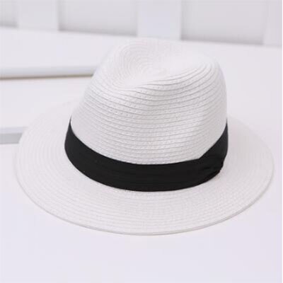 Suogry mærke stråhatte til kvinder panama hat beige hvid herre strand casual bredskygget sommer hawaiiansk solhat: Hvid