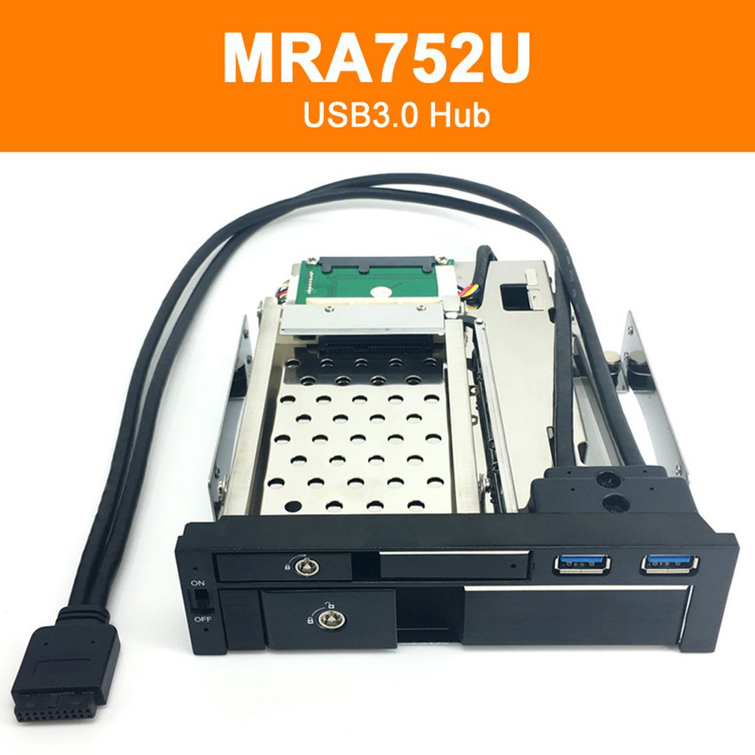 Optical Dual Bay Tray Less Mobile Rack Enclosure For 2.5 Inch 3.5 Inch SATAT III HDD SSD (2 Port USB 3.0 Hub Optional ) Desktop