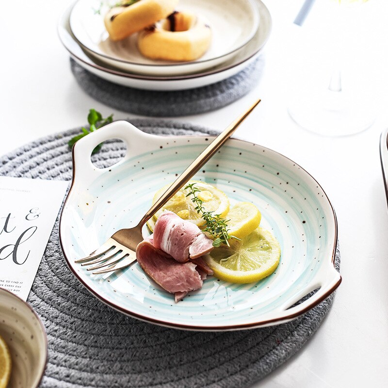 Vajilla de cerámica esmaltada a mano de estilo japonés, platos domésticos, Bol para sopa de arroz, tazón de fideos, Decoración de cocina