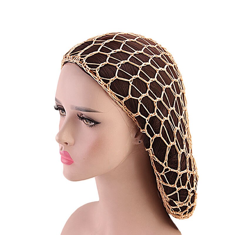 Women Ladies Soft Rayon Snood Hair Net Handmade Crocheted Hair Nets Mesh Breathable Hair Styling Hat Hatnight Cap Cheveux Femme: khaki