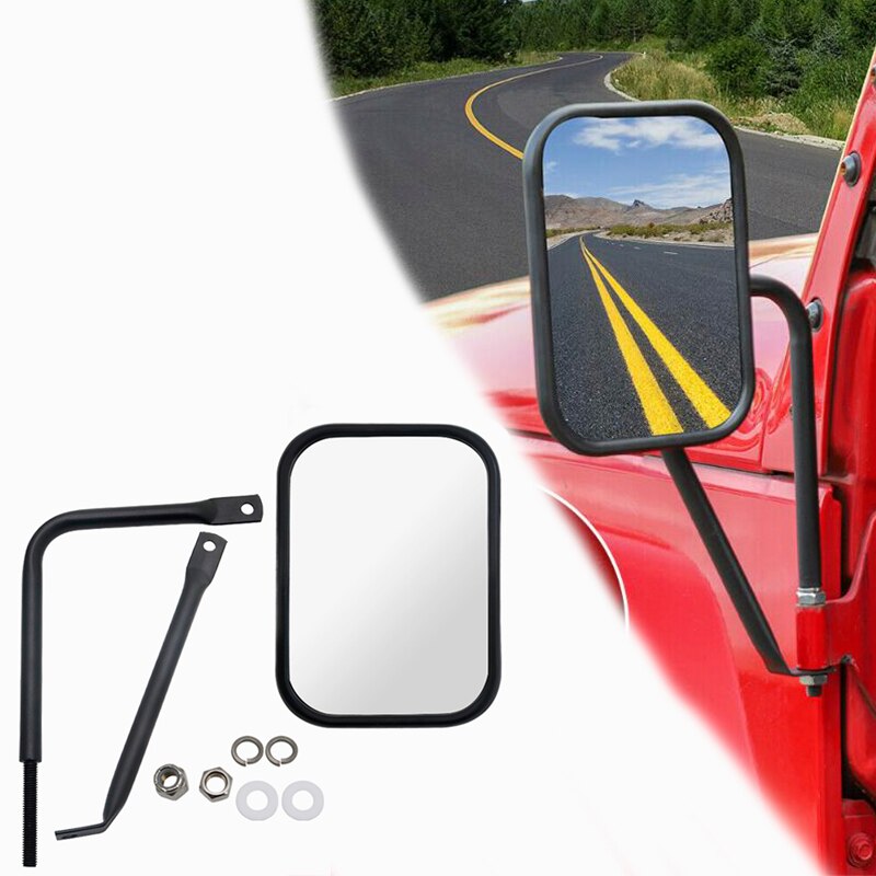 for Jeep Wrangler JK JKU JL JLU LJ TJ CJ-5 CJ-7 CJ-8 CJ-10 Rearview Mirror Off-Door Side-View Hinge Mirrors Doorless Rectangular