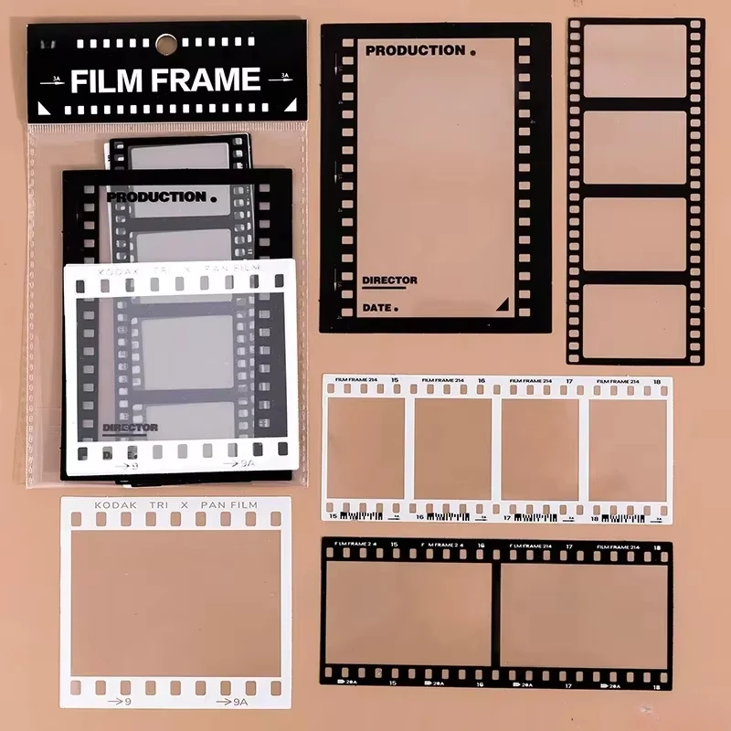 15 hojas de pegatinas de PET con marco de fotos Vintage, álbum DIY, pegatinas de película para fotos, diario, revista, etiquetas adhesivas decorativas: Gris claro