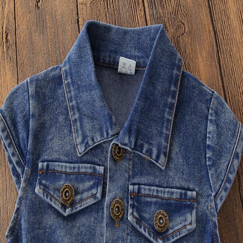 Sommertøj børn jumpsuit piger rompers outfit ærmeløs afslappet pige jumpsuit børn denim overalls baby pige jumpsuits