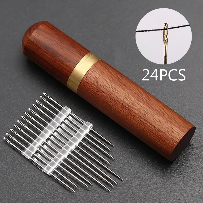 12/24pcs Aveugle Aiguille Personnes Âgées Aiguille-Trou Latéral Main Ménage À Coudre À Coudre En Acier Inoxydable Inutile Filetage Vêtements Couture