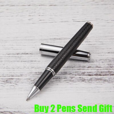 Luxury Brand Metal Ballpoint Pen PU Leather Smooth Writing Signature Pen Buy 2 Pens Send: New Black Roller Pen