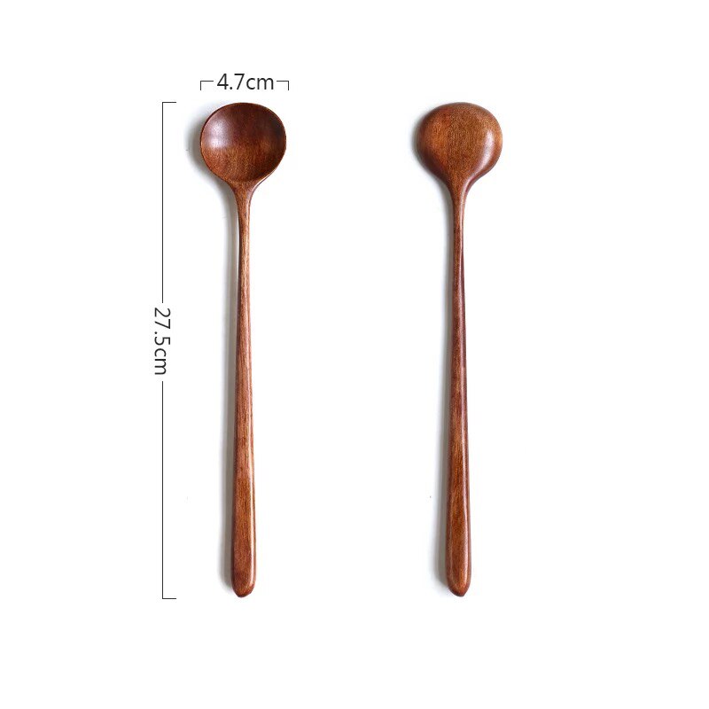 Série japonaise en bois massif cuillère Nanmu marmite en bois longue poignée cuillère cuillère à remuer Sauce: A  Dark color