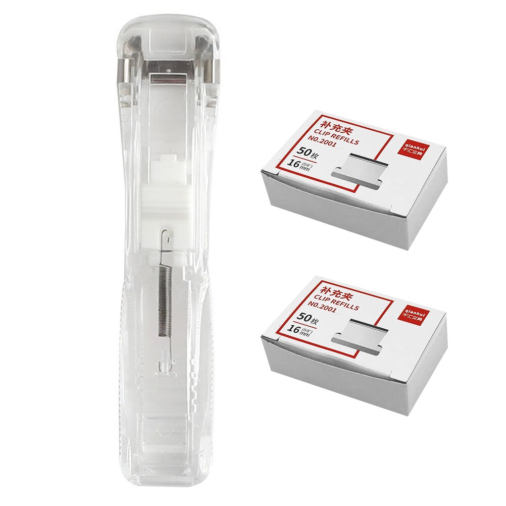 1 Set Stapleless Stapler Portable Stapler Clam Clip Dispenser Student Stationery for Home Office School