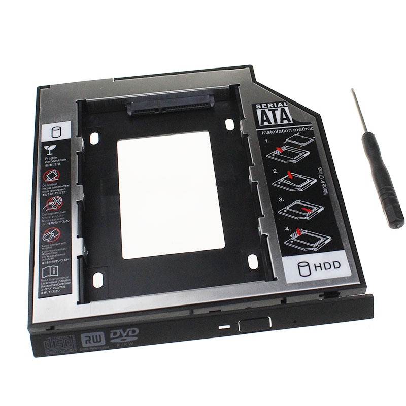 Universal SATA 3.0 2nd HDD Caddy 9.5mm For 2.5" SSD Case HDD Enclosure With LED For Laptop DVD CD ROM, Material Plastic Steel