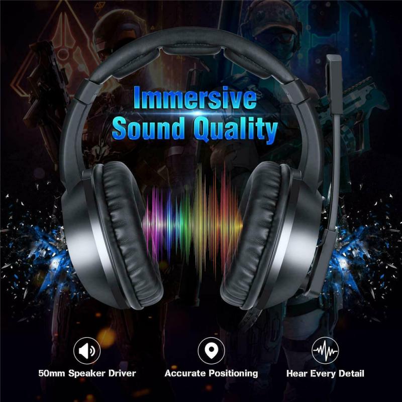 ONIKUMA K19 Gaming Headset Noise Cancellation Microphone LED Light Volume Control PC Over Ear Headphones For Xbox One / Laptop