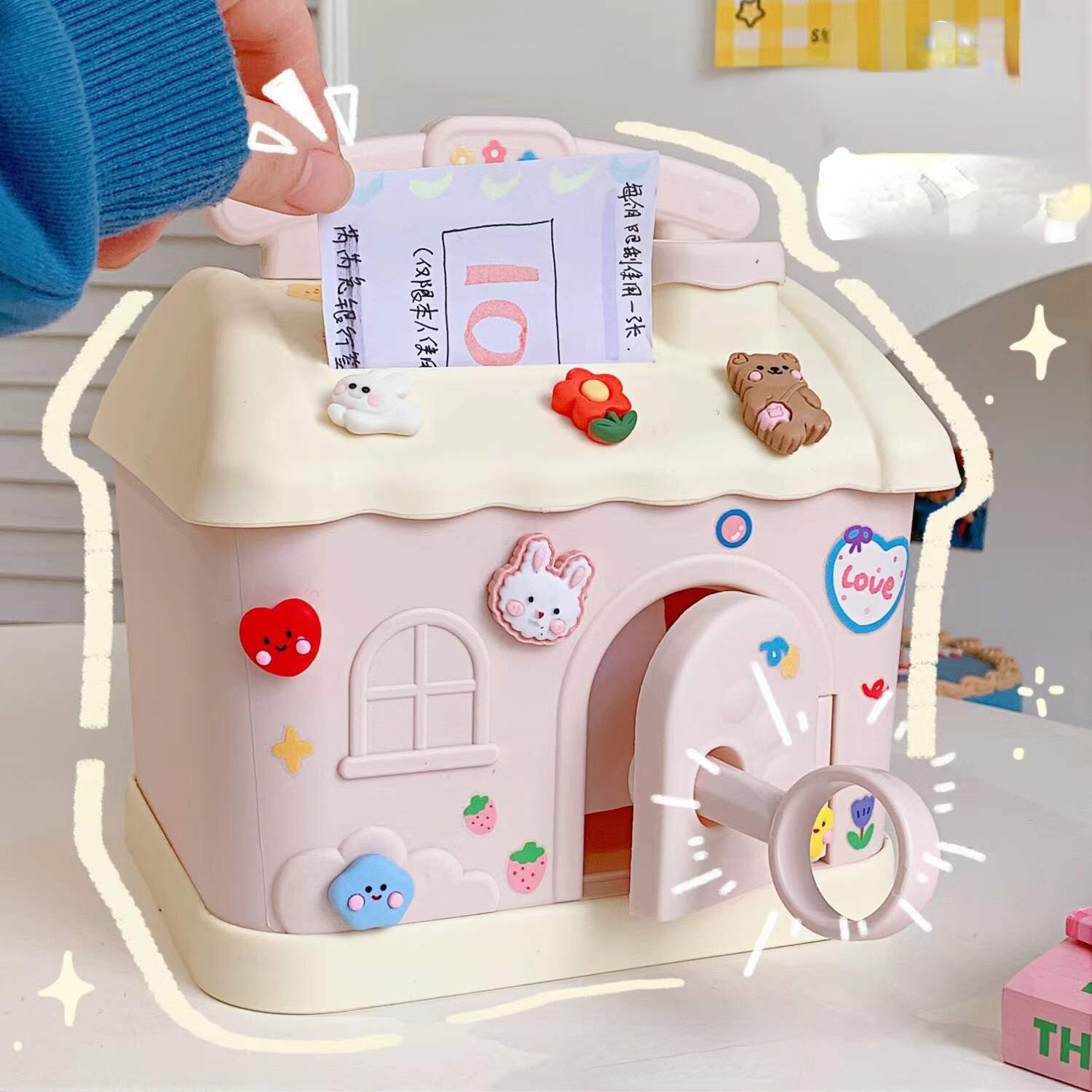 Piggy Bank Cartoon Shape Piggy Bank Cute Small House Can Withdraw Large Capacity Plastic Piggy Bank
