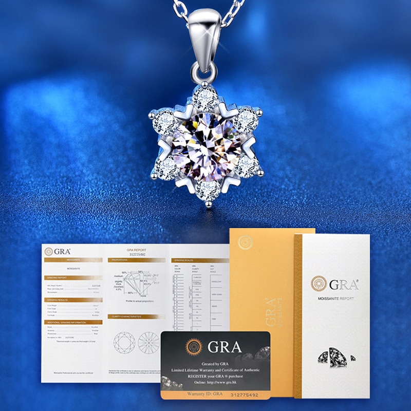 Moissanite Diamond Sterling Zilver 925 Sneeuw Hanger Kettingen Voor Vrouwen Wedding Zilveren Sieraden Met Certificering