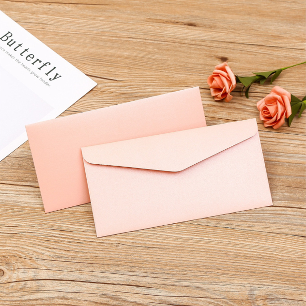 10pcs Candy Colors Envelope 11*17.6cm Postcard Wedding Invitation Card Paper Bag Wages Letter Paper Cover Office Stationery: pink