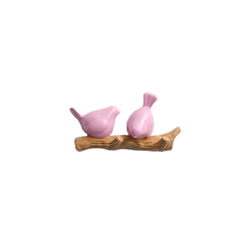 Colgador de pared con pájaros de resina, gancho para colgar llaves, abrigos, toallas, sombreros, bolsos, para sala de estar, cocina, accesorios para el hogar, decoración de paredes: 2 Birds-Pink