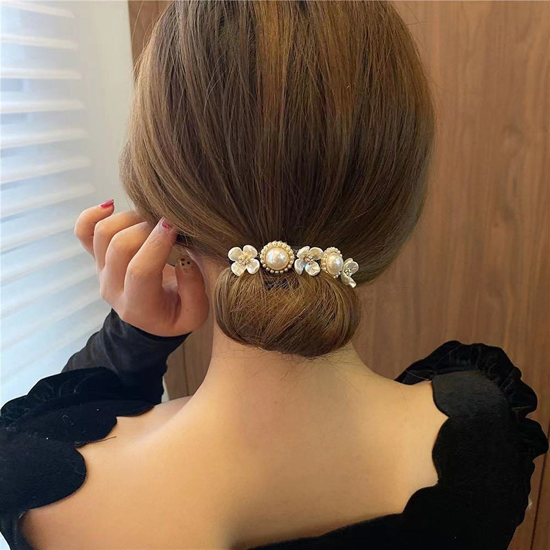 Bow Hairpin Weaving Artifact Shell Pearl Lazy Curler Retro DIY Hair Accessories Tool Hair Tie Artifact