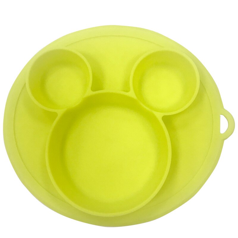 Mumsbest – assiette divisée en Silicone pour bébé, Portable, antidérapant, ventouse d'alimentation pour enfant, sans BPA, micro-ondes, lave-vaisselle: Yellow Green