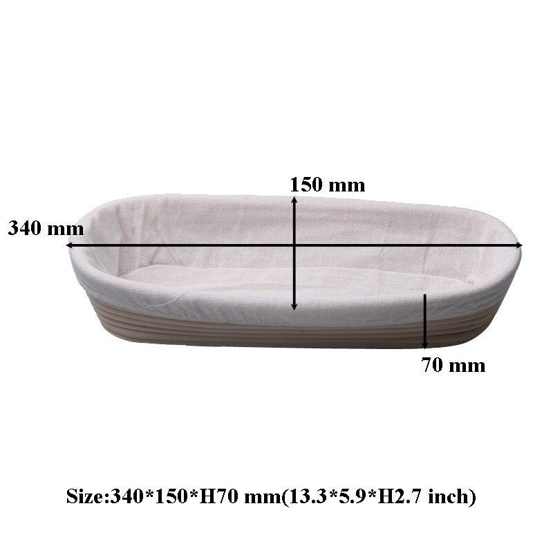 Rattan Bread Proofing Basket Natural Oval Rattan Wicker Dough Fermentation Sourdough Banneton Bread Basket With cloth bag: 34X15X7CM