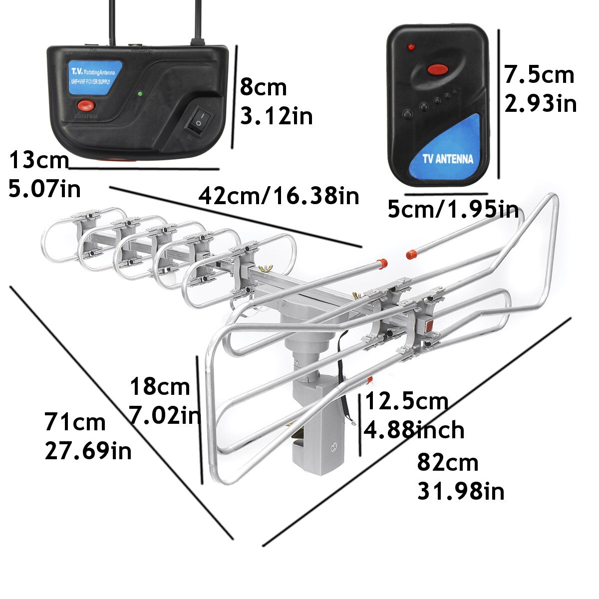 360 Degree HD Digital Outdoor TV Antenna For Full VHF/UHF/DTV/HDTV/FM High Gain Strong Signal Outdoor TV Antenna
