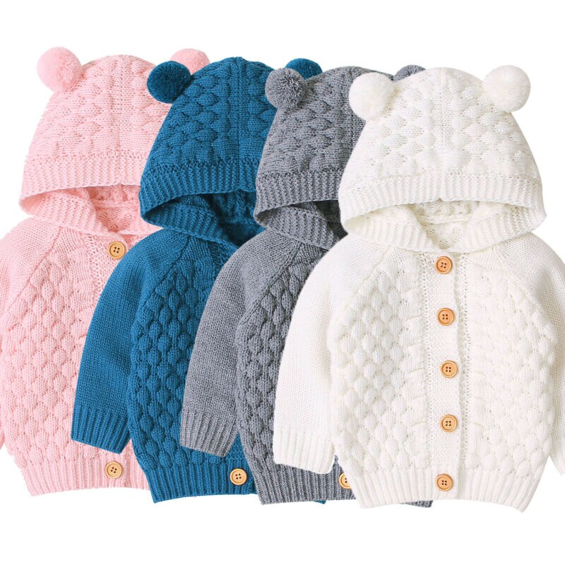 Peuter Baby Kids Jongen Meisjes Winter Trui Hooded Gebreide Tops Warme Jas Uitloper