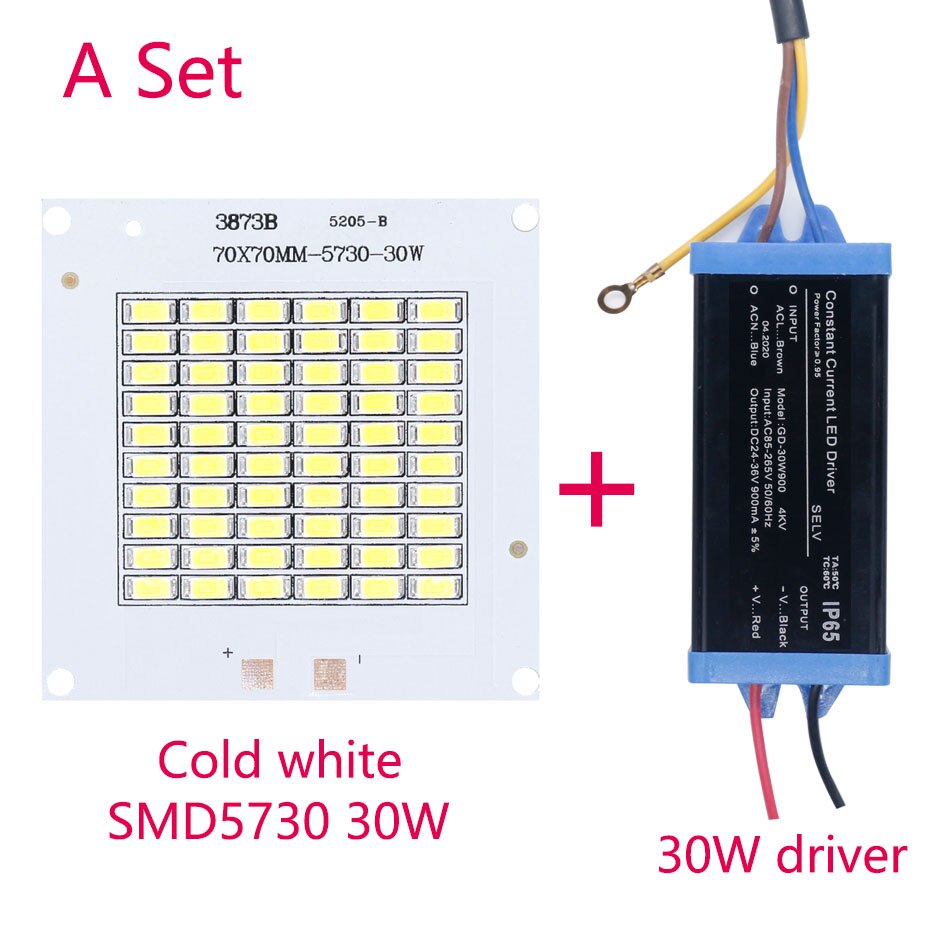 En uppsättning smd 5730- chip med led-drivrutin 200w 100w 50w 30w 20w led-lampa ljuspärlor  dc32-36v för panelljusspotlight: 30w