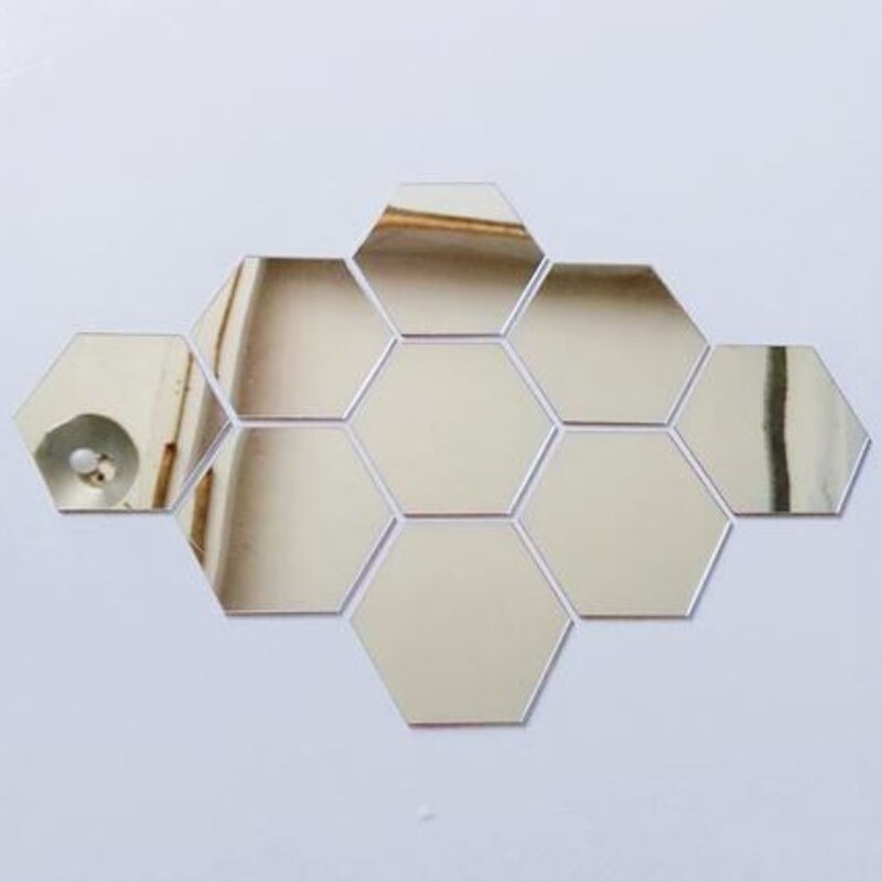 Removable Acrylic Mirror Setting Wall Sticker Decal for Home Living Room Bedroom Decor 3D Hexagon Wall Decals