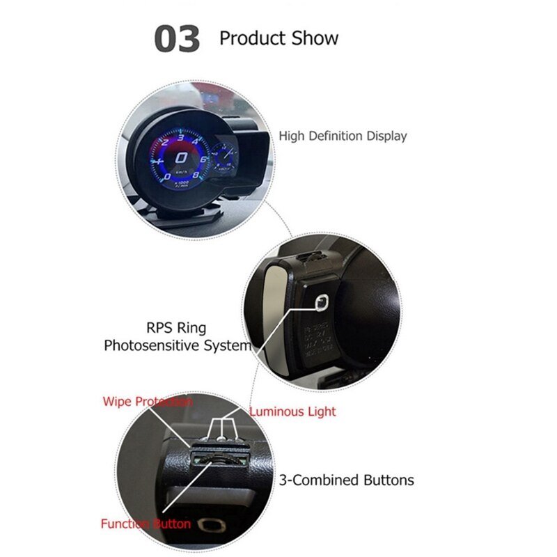 OBD Head Up Display Multifunction Car Digital Boost Gauge Voltage Speed Meter Water Temp Alarm Auto Diagnostic Tool