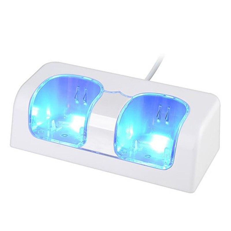 Voor N-Wii Controller Wit Afstandsbediening Dual Charging Dock Station + 2X2800 mAh Batterij Met forWii Blauwe LED Licht