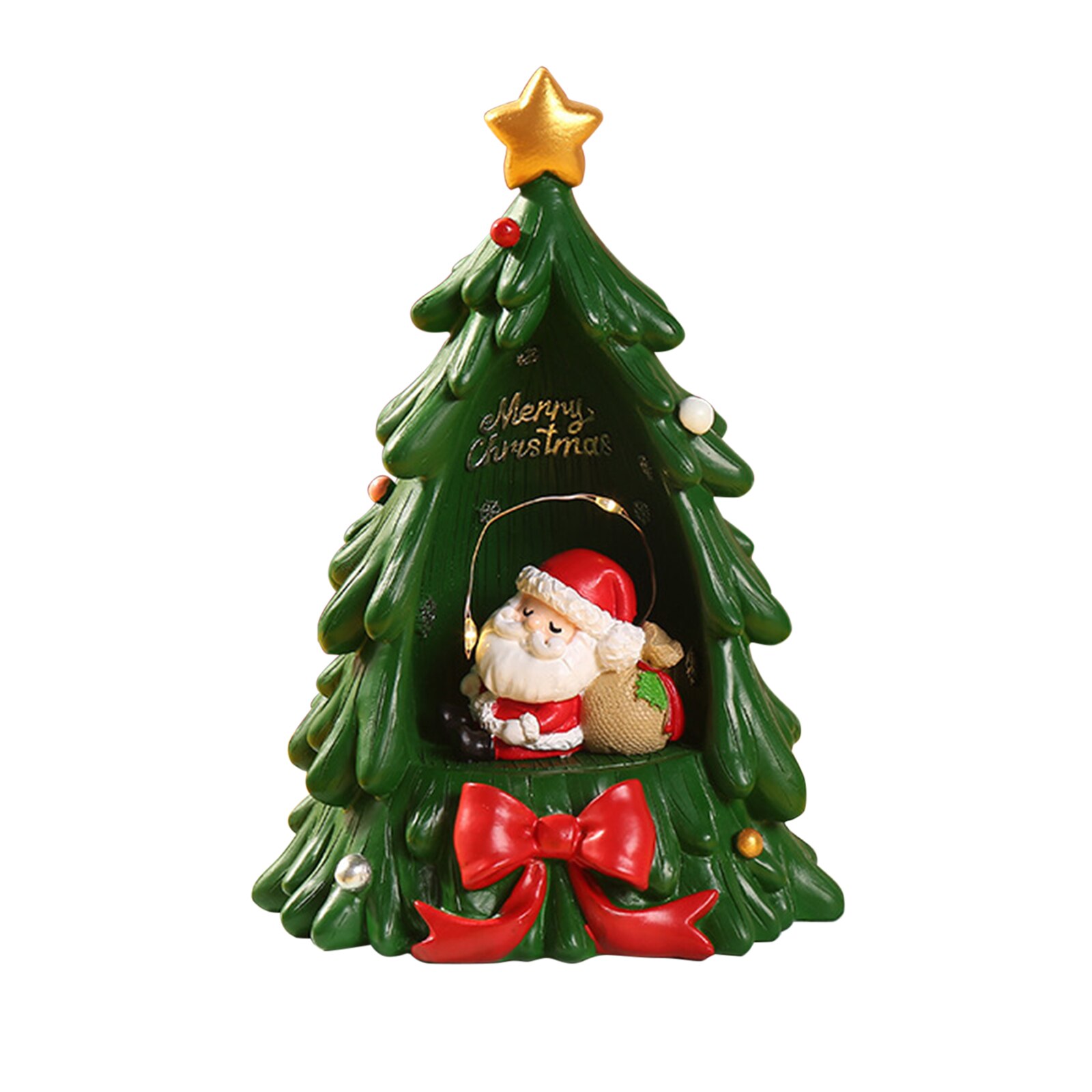 Christmas Santa Tafel Boom Ster Lichten Lamp Grote Tafelblad Kantoor Xmas Decoratie Pvc Wit Hout Thuis Ornamenten: green bag