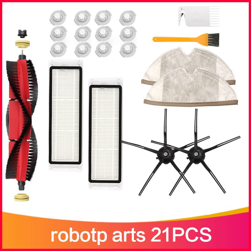 Irrotettava pääharjapakkaus hepa suodatin xiaomi for roborock  s6 s60 s65 s5 t6 s55 e25 e35 tanos moppausliina varaosat: Vaalean harmaa