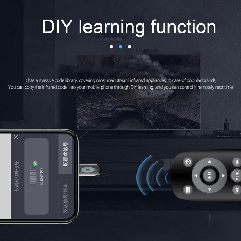 Smartphone IR Adapter, iOS Type-C IR Emitter, TV IR Wireless Remote Control Simulator, Fits For iPhone 13 14 & Android Phones