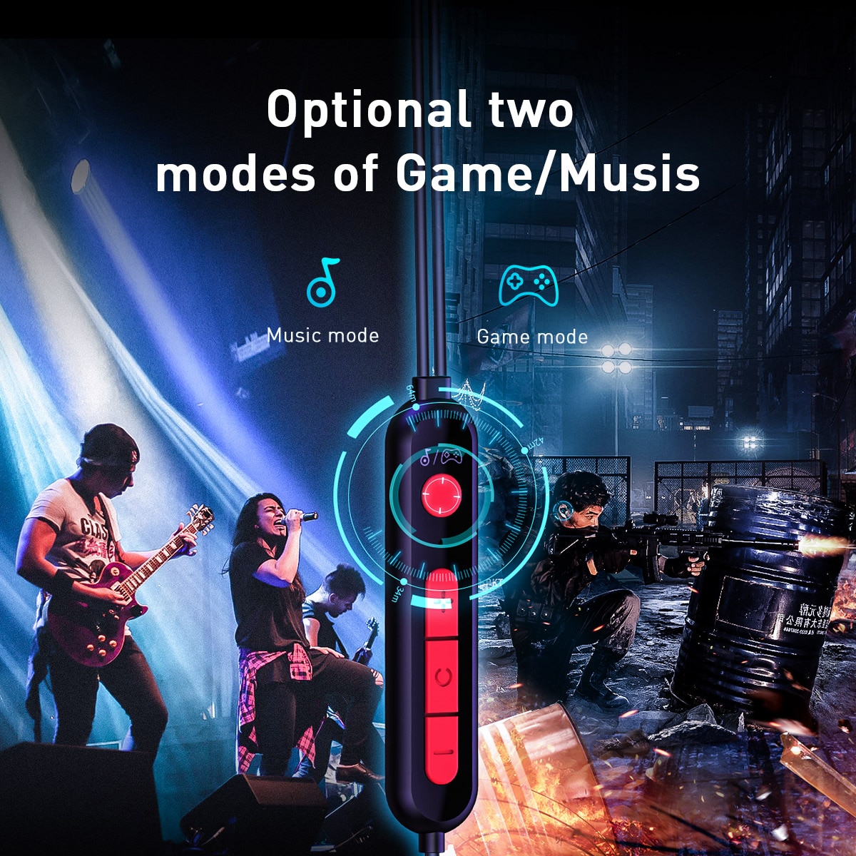 Baseus gamo  c18 typ c spelhörlurar med rgb light öronkrok trådbundna in-ear bas stereo hörlurar för  ps4 pc datorspelare