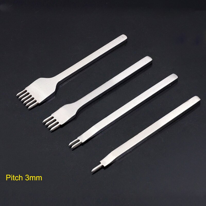 Leather Stitching Hole Punches Punch Tool Hand Sewing Prongs Leather Craft Tools Leather Belt Metal White Steel 4 Pcs: 3mm