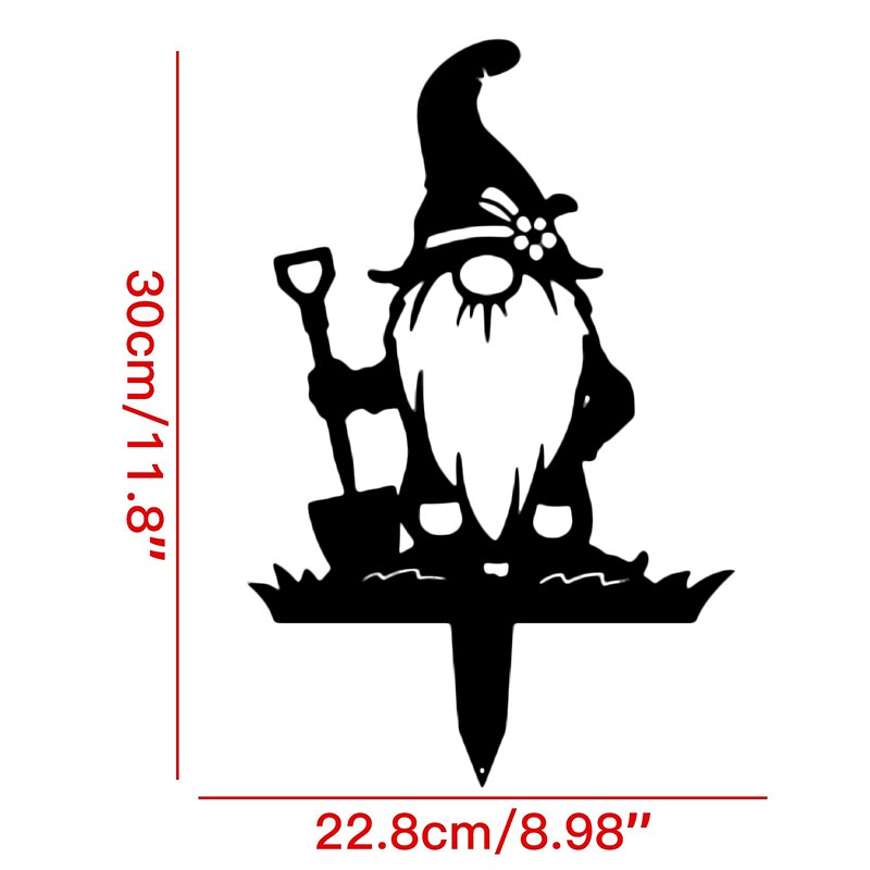 1/3 PCS Rustic Black Gnomes Silhouette Cute Metal Gnome Garden Statues Decorative Garden Stake For Yard Lawn Outdoor Decoration: C