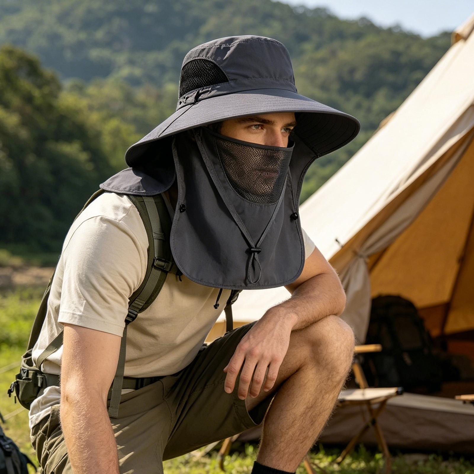 Fishing Hat Breathable Wide Brim Waterproof Sunhat Cap Sun Cap with Neck Flap for Hiking Camping Gardening Cycling Mountain