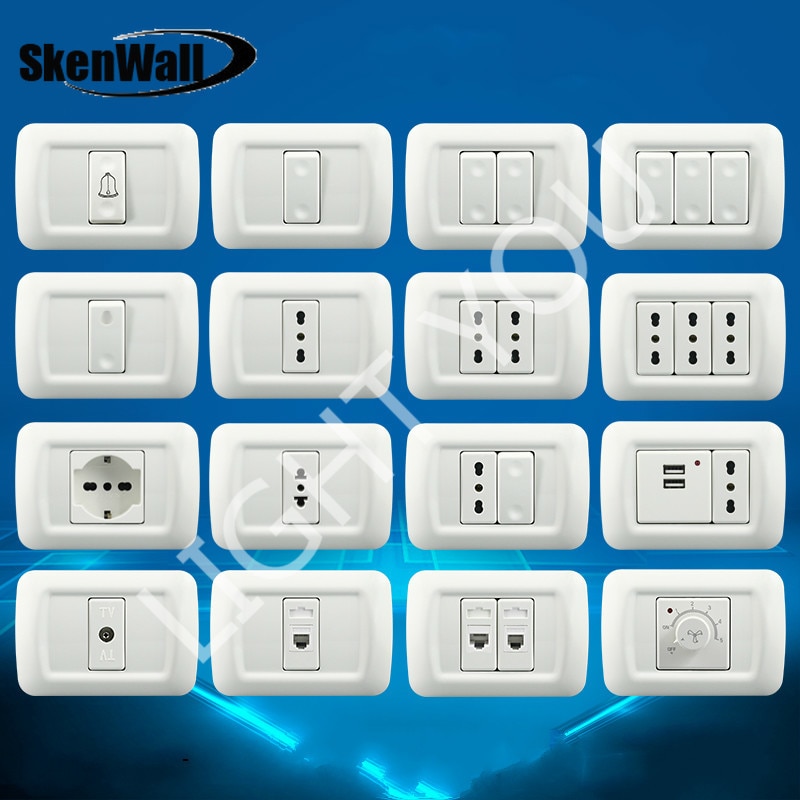 118 typ pc panel italiensk standard israelisk väggbrytare dold italiensk standard eluttag med usb
