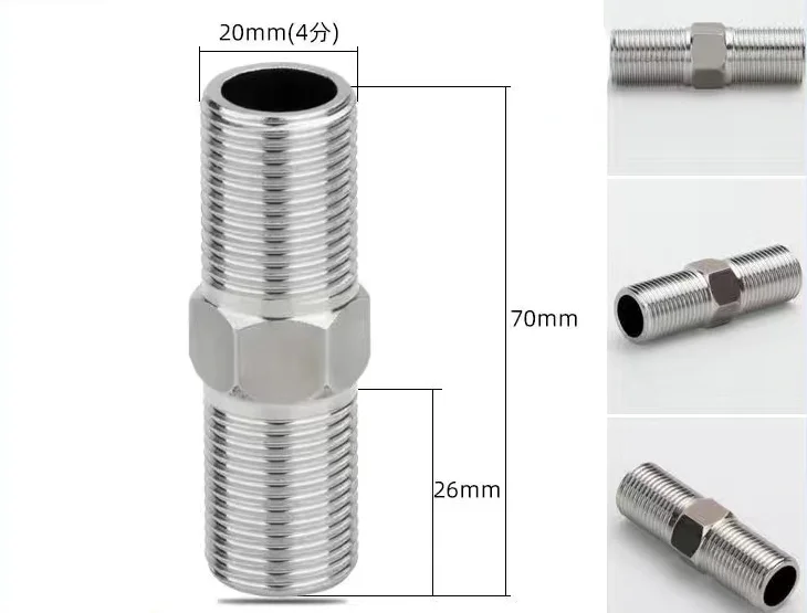 Stainless Steel Lengthen 1/8" 1/4" 3/8" 1/2" 3/4" BSP Male x Male Thread Hex Nipple Threaded Reducer Pipe Fitting: Orange