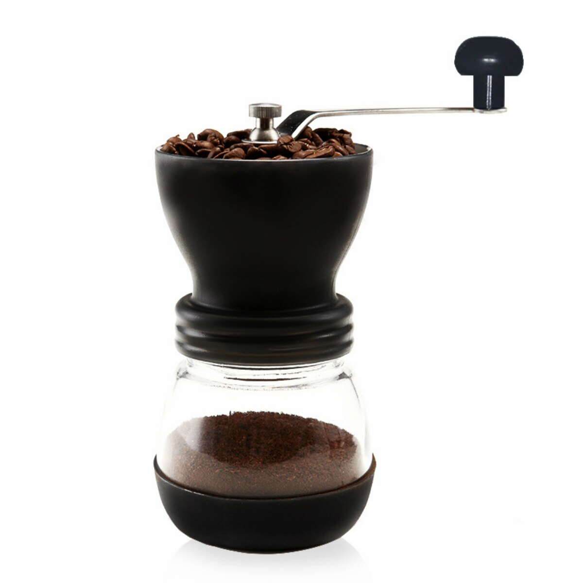 Manual Coffee Grinder with Storage Jar Soft Brush Conica Mini Coffee Milling Machine for Single Coffee